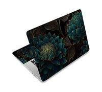 CRAFTYMELODY Laptop Skin Sticker Decal PVC Vinyl Quote Sticker Notebook PC Protector Waterproof Scratch Resistant Laptop Skin for 12.1 13 13.3 13.6 14 15 15.3 16 Inch Teal Flower