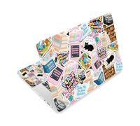 CRAFTYMELODY Laptop Skin Sticker Decal PVC Vinyl Sticker Notebook PC Protector Waterproof Scratch Resistant Laptop Skin for 12.1 13 13.3 13.6 14 15 15.3 16 Inch Reading Cat Book Theme with Quote