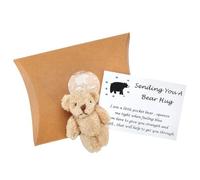 CRAFTYMELODY Little Pocket Bear Hug Cute Pocket Hug Stuffed Animals 63.5x34x26.5mm with Paper Card Sending You a Bear Hug Support Distance Memorial Gift for Men Women Graduation Bithday Thanksgiving