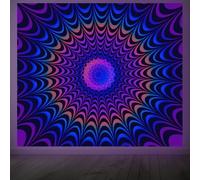 CRAFTYMELODY Mandalas Blacklight Tapestry Glow in the Dark Tapestry UV Reactive Colorful Wall Hanging 59×51 Inch with Hook Self Adhesive Sticker Clip for Bedroom Home Wall Decoration