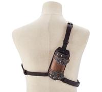 CRAFTYMELODY Medieval Faux Leather Sword Back Frog Brown Adjustable Sword Holder Shoulder Rapier Knight Sheath Dagger with Bag Iron Alloy Findings for Warrior Cosplay LARP Renaissance Accessories