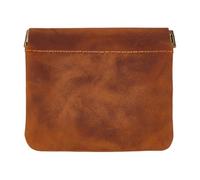 CRAFTYMELODY Mini Cowhide Coin Purse Leather Lipstick Storage Bags Rectangle Pouches Shrapnel Wallets Portable Mini Snap Closure Organizer Pouch No Zipper Wallet for Coin Cards Jewelry Saddle Brown