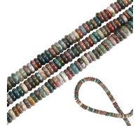 CRAFTYMELODY Natural Indian Agate Beads Disk Spacer Beads 6x2mm Rondelle Loose Mixed Color Smooth Gemstone Bulk for Beading Bracelets Necklace Earrings Jewelry Making DIY Crafts Accessories