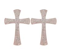 CRAFTYMELODY Pack of 2 Cross Brooches Light Gold Pin 62 x 44 mm Alloy Rhinestone Glitter Cross Crucifix Prayer Dress Clothing Accessories for Women and Men