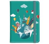 CRAFTYMELODY PU Leather Passport Holder Cover 5.9×4.3 Inch with Credit Card Slot and Boarding Pass Slot Combo Blocking Passport Holder Wallet Cover Case for Travel Boarding Essentials (Landmarks)