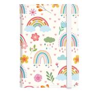 CRAFTYMELODY PU Leather Passport Holder Cover 5.9×4.3 Inch with Credit Card Slot Boarding Pass Slot Combo Blocking Passport Holder Wallet Cover Case for Travel Boarding Essentials(Rainbow Garden)
