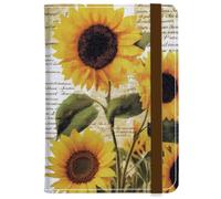 CRAFTYMELODY PU Leather Passport Holder Cover 5.9×4.3 Inch with Credit Card Slot Boarding Pass Slot Combo Blocking Passport Holder Wallet Cover Case for Travel Boarding Essentials(Vintage Sunflower)