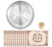 CRAFTYMELODY Round Offering Bowl Devotion Ritual Plate with 12Pcs Vellum and 1Pc Incense Burner Holder Smudging Decoration Trays Candlestick Holder Stand for Tarot Ritual Meditation Witchcraft Moon