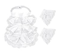 CRAFTYMELODY Victorian Lace Jabot Cuffs Set White Colonial Lace Jabot Cuffs Collars Victorian Steampunk Chiffon Neck Ruff Collar Floral Ruffled Costume Accessories for Halloween Cosplay Party