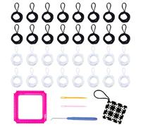 CRAFTYMELODY Weaving Loom Kit Include 100Pcs Loom Potholder Loops Black White Elastic Weaving Loop 1 Sets Binding Needles 1Pcs Square Weavings Frame Potholder Knitting Looms Kit for DIY Crafts
