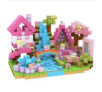 CraftyNest Building Blocks - 100pcs Building Blocks for Kids, Magnetic Tiles STEM Sensory Toys, Christmas Birthday Gift for 3+ Year Old Boys & Girls - Pink Forest