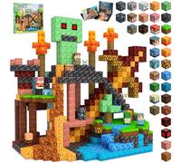 CraftyNest Magnetic Blocks Toys for Kids, 100 PCS Building Blocks Cubes, Stacking Magnetic Tiles Toys for Kids Toddlers Boys Girls Ages 3 4 5 6 7 8-12 Birthday Gifts Party Supplies (Underworld)