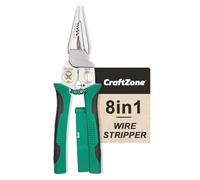 CRAFTZONE 8 in 1 Wire Stripper with Voltage Tester, Multi-function Electric Wire Stripping Tool for Cutting and Pulling Pliers, Electrical Pliers for Wire Cutting Stripping Crimping Repair Tool