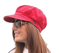 CRAGGI BAGS AND ACCESSORIES Womens Baker Boy Cap Newsboy Fiddler Cabbie Hat Flat Beret Red Washed Denim, by CRAGGI