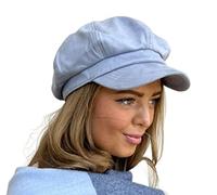 CRAGGI Baker Boy Hat Newsboy Cap Blue Faux Suede, One Size-M