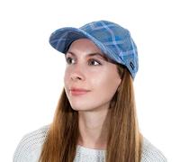 CRAGGI Baseball Cap Sports Hat Blue Patchwork Check Adjustable Size