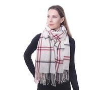 CRAGGI Check Scarf Cream Red Check wrap160cm x 55cm Gift packaged presents