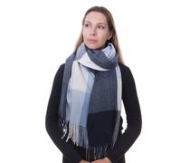 Craggi Check Shawl Blue Soft Scarf Craggi Blue One Size