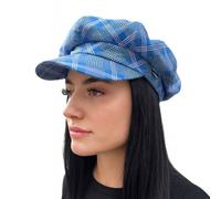 Craggi Checkered Style Cotton Baker Boy Cap - Blue & Pink Craggi Blue One Size
