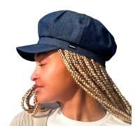 CRAGGI Denim Baker Boy Hat Newsboy Cap Dark Blue Washed Denim