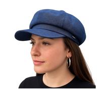 Craggi Denim Newsboy Style Baker Boy Cap in Dark Blue Craggi Dark Blue One Size