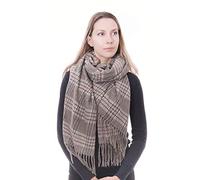 CRAGGI Soft Check Scarf Shawl Pashmina Brown Olive Sand Check Gift packaged