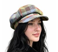 CRAGGI Tweed Baker Boy Cap, Olive, One Size