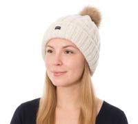 Craggi Women's 2 in 1 Cable Knit Hat with Detachable Bobble in Cream Craggi Cream One Size