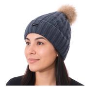Craggi Women's 2 in 1 Cable Knit Hat with Detachable Bobble in Navy Craggi Navy One Size