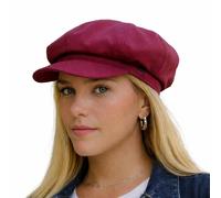 Craggi Women's Womens Denim Baker Boy Hat - Wine Red in Burgundy Craggi Burgundy One Size