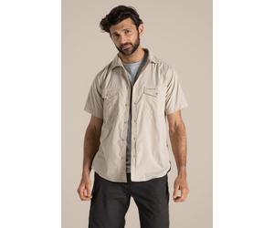 Craghoppers Men's NosiDefense Cotton-Blend 'Kiwi' Short Sleeve Shirt in Beige | Size: Small Craghoppers Beige S