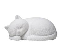 Cragite Cat Urn for Ashes, Matte White Sleeping Cat Funeral Urn, Fur-Like Texture & Secure Threaded Closure, Holds Pets Up to 7kg, 6.69 x 4.96x 3.15 Inches
