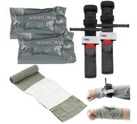 Cragmut Israeli Bandage 2 Pack, 6 Inch Compression Bandage for Emergency First Aid Battle Wound Care Self-Rescue with 2 Tourniquet