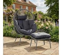 Cragside - Standing Egg Chair & Footstool In Dark Grey On Grey