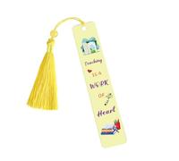 Crahalen Best Teacher Gifts Nursery Teacher Gifts First Day at School Gift for Teachers Bookmarks with Mini Tassel Presents for Teachers Who Teach English Art Musci Math P.E.