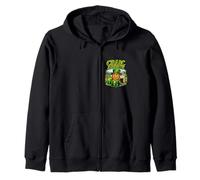 Craic Addict Beer Drinking Leprechaun with Glass Stout Zip Hoodie