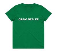 Craic Dealer Baby Tee - Womens St Patricks Day Cropped T Shirt - Funny Irish Graphic - Hand Screen Printed Ringspun Cotton (UK, Alpha, M, Regular, Regular, Green)
