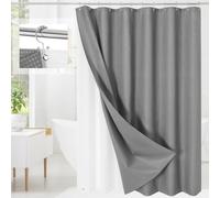 Craidlela 3 in 1 Shower Curtain Set, Grey Waffle Shower Curtain and PEVA Liner Set with 12 Stainless Steel Shower Curtain Hooks, Gray Waterproof Fabric Shower Curtains for Bathroom, 72 W x 72 H