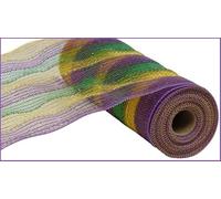 Craig Bachman 10.25" x 10 Yards Mardi Gras Tinsel Deco Mesh, Purple Green Gold Metallic Foil Mesh for Wreaths, Fat Tuesday Carnival Party Decor, Non-Wired, RY840073