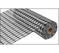 Craig Bachman 10 Inch Poly Deco Mesh Black and White Basket Weave Metallic Deco Mesh Rolls for Wreath Making Supplies 10 Yards Craft Poly Mesh Garland Swags Front Door Holiday Decorations