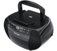 Craig Portable Top-Loading CD Boombox with AM/FM Stereo Radio and Cassette Player/Recorder in Black | Cassette Player/Recorder | LED Display (Black)