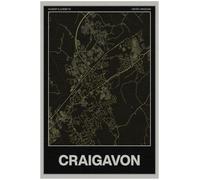 Craigavon Street Map Poster Print | Northern Ireland | Gold | A4