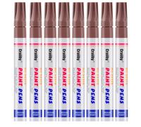 Craiiby Permanent Paint Markers, 8 Packs Waterproof Oil Based Medium Tip Quick Drying Pen for Mugs Canvas Fabric Clothes Rock Painting Wood Plastic Metal Marking (Brown)