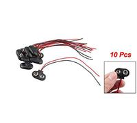 CRAKES R 10 Pcs Black Faux Leather Shell T Type Wired 9V Battery Clip Connector