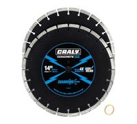 CRALY 14 Inch Super Thin Segmented Diamond Blade, 1 in Arbor, 9'' Diamond Stone Blade for Angle Grinder & Masonry Saw, Diamond Cutting Wheel for Cutting Concrete, Paver, Masonry, Stone, Granite, 2PC