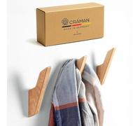 Craman Minimalist Wall Hooks, Oak Coat Hook N3C, Modern Wall Mounted Hanger, Entryway Organizer, Scandinavian Home Decor. Set of 3 Hooks.