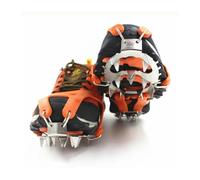 Crampons 18 Teeth Climbing Crampons for outdoor winter Walk Ice Fishing Snow Shoes Antiskid Manganese Steel Shoe Covers(Orange M(36-40))