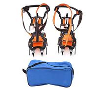 Crampons Anti Slip 12 Teeth High Strength Steel Ice Cleats for Shoes and Boots, Adjustable Traction Spikes with Nylon Straps for Snow Ice Mud Desert Hiking