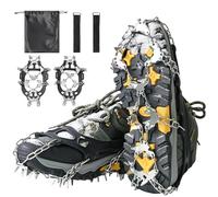 Crampons for Hiking Boots, 32 Spikes Snow Grips Ice Grippers Traction Anti-Slip Stainless Steel Spikes for Shoes and Boot, Durable Traction Crampons for Walking,Jogging, Climbing and Hiking