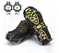 Crampons for Hiking Boots, Stainless Steel Snow Grips for Boots and Shoes, Ice Crampons with 10 Spikes for Hiking Climbing Fishing Walking Mountaineering (Black, 10 teeth)